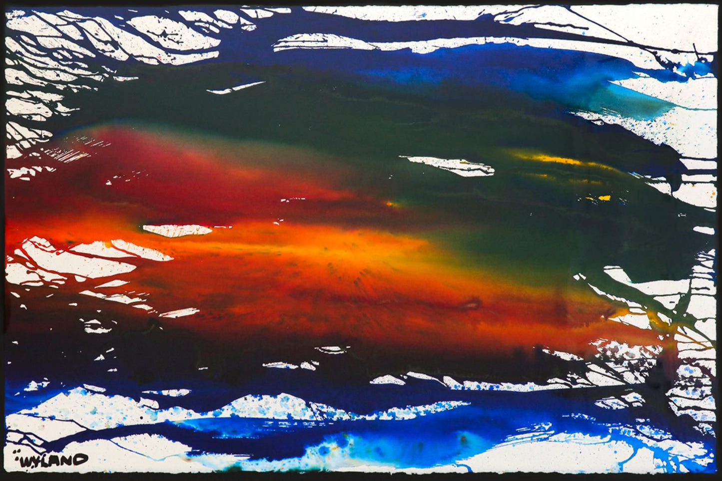 Wyland- Original Watercolor Painting on Deckle Edge Paper "Abstract"