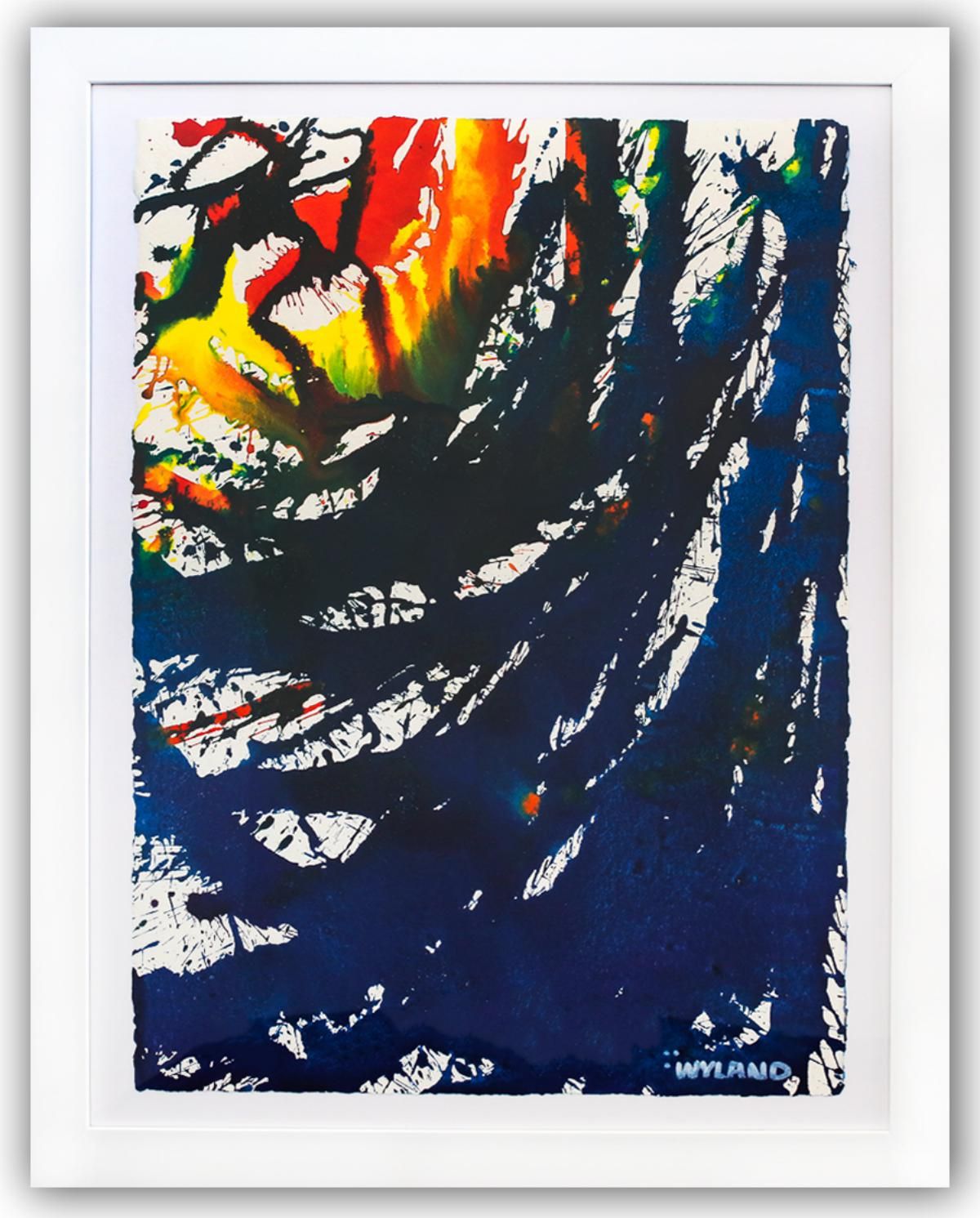 Wyland- Original Watercolor Painting on Deckle Edge Paper "Abstract"
