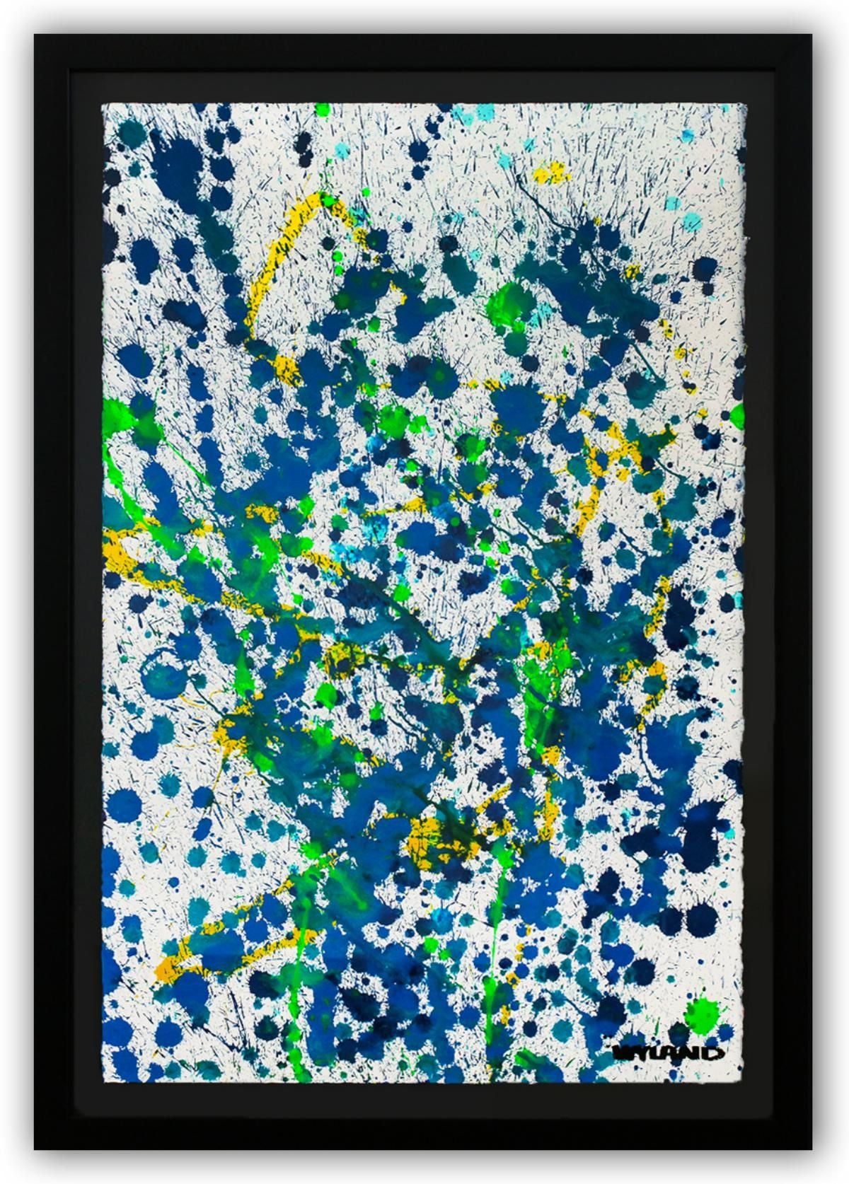 Wyland- Original Watercolor Painting on Deckle Edge Paper "Abstract Drip"