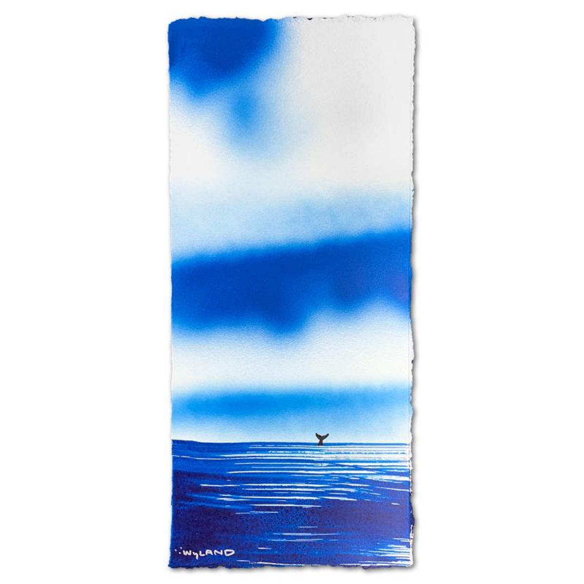 Wyland- Original Watercolor Painting on Deckle Edge Paper "Fluke"