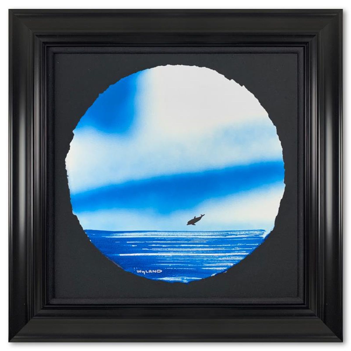 Wyland- Original Watercolor Painting on Deckle Edge Paper "Dolphins"