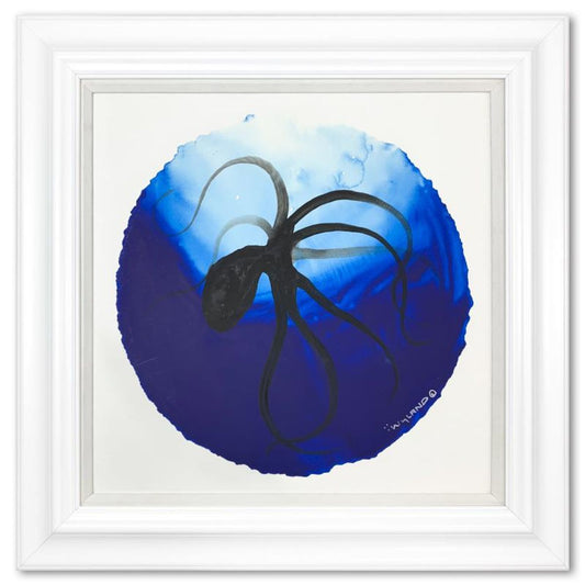 Wyland- Original Watercolor Painting on Deckle Edge Paper "Octopus in Blue"