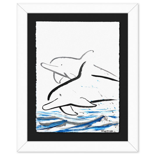 Wyland- Original Sumi Ink Painting "Dolphins"