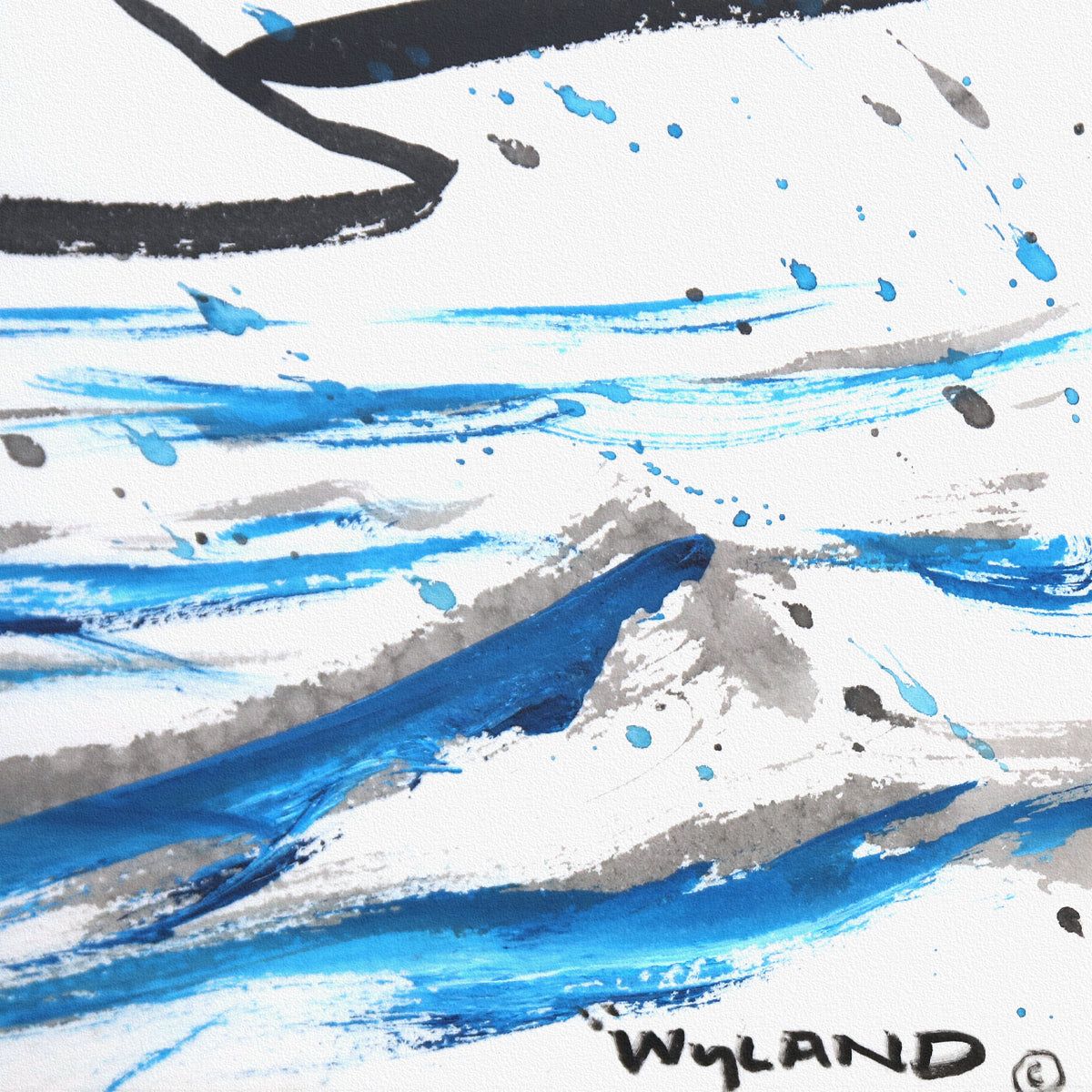 Wyland- Original Sumi Ink Painting "Dolphins"