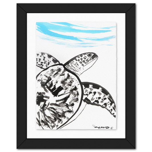 Wyland- Original Sumi Ink Painting "Turtle"