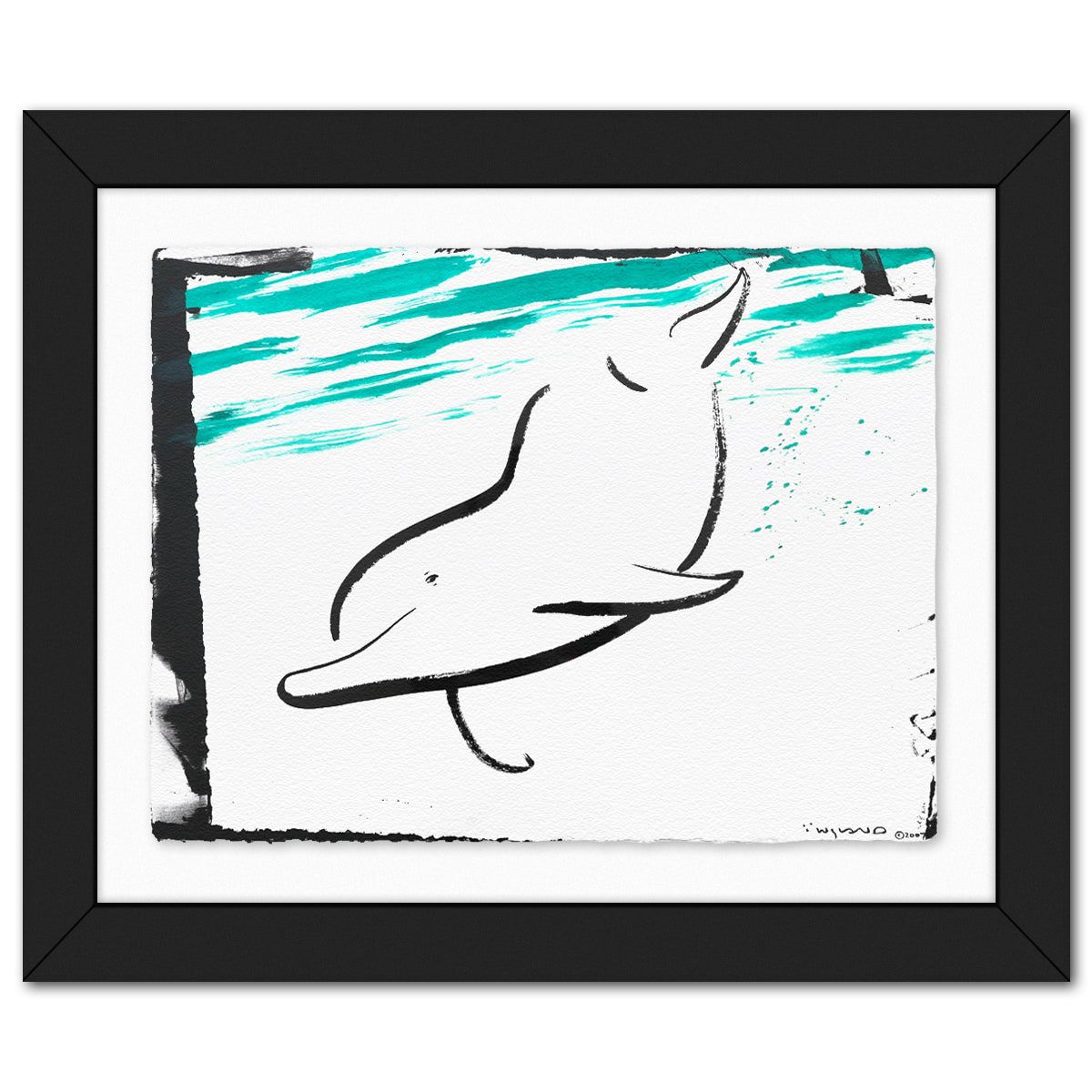 Wyland- Original Sumi Ink Painting "Dolphin"