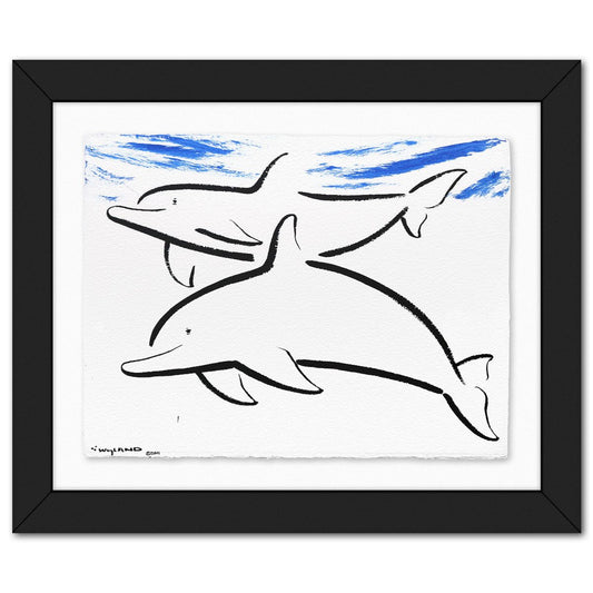 Wyland- Original Sumi Ink Painting "Two Dolphins"
