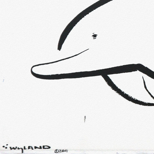 Wyland- Original Sumi Ink Painting "Two Dolphins"