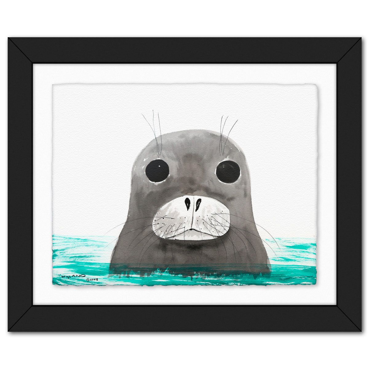 Wyland- Original Sumi Ink Painting "Monk Seal"