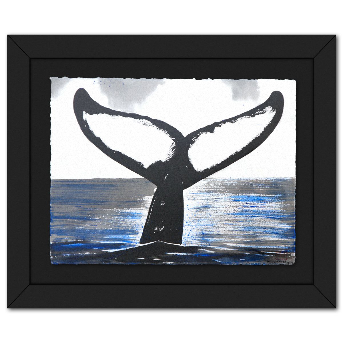 Wyland- Original Sumi Ink Painting "Kona Whale Tail"