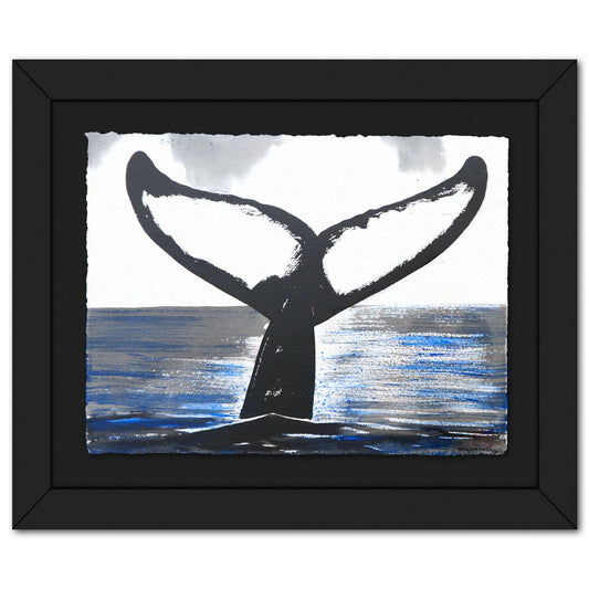 Wyland- Original Sumi Ink Painting "Kona Whale Tail"