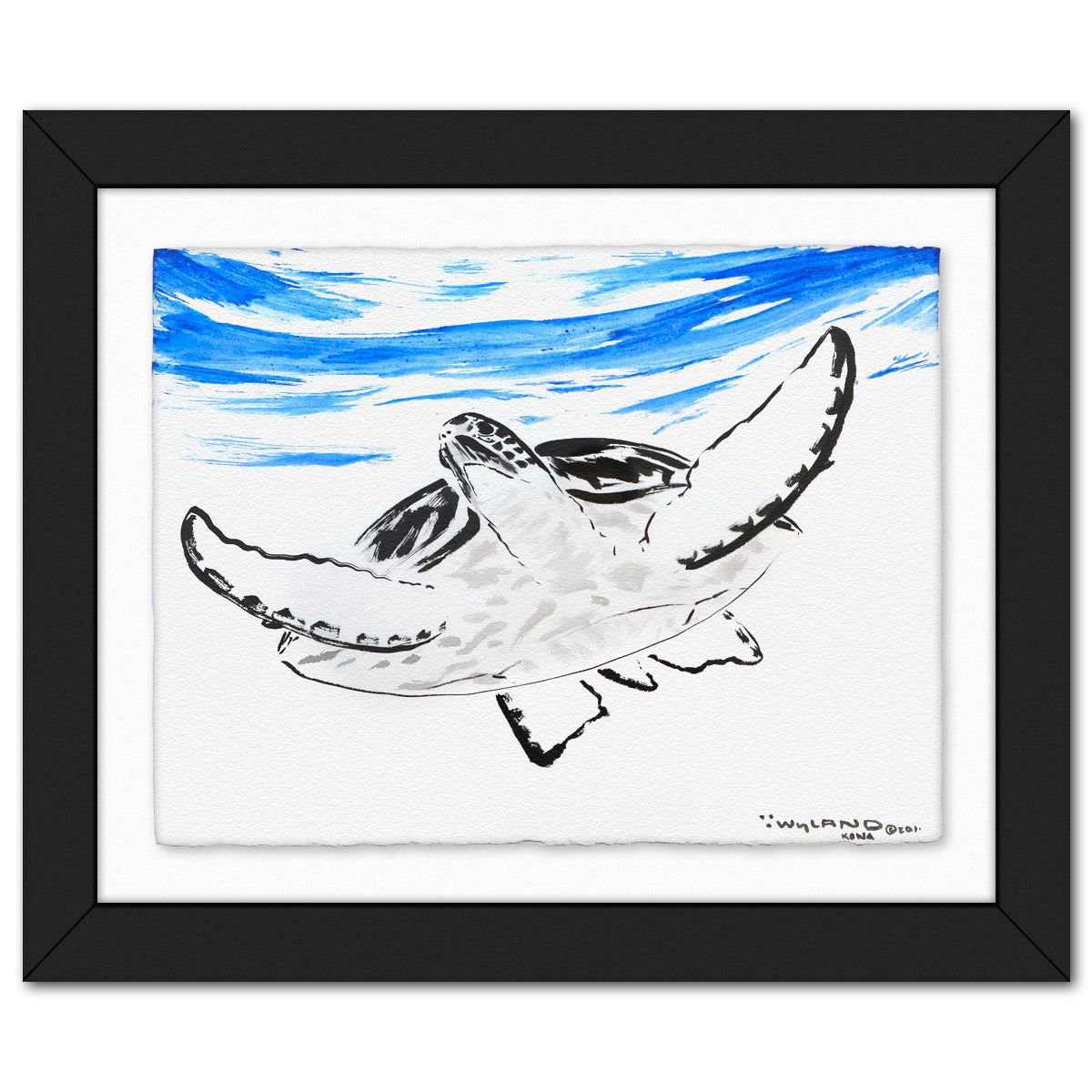Wyland- Original Sumi Ink Painting "Turtle"
