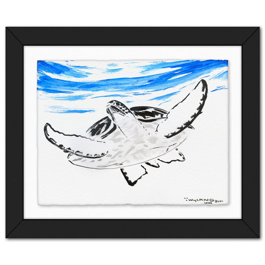 Wyland- Original Sumi Ink Painting "Turtle"