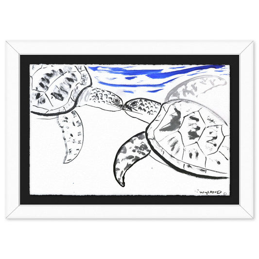 Wyland- Original Sumi Ink Painting "Kissing Turtles"