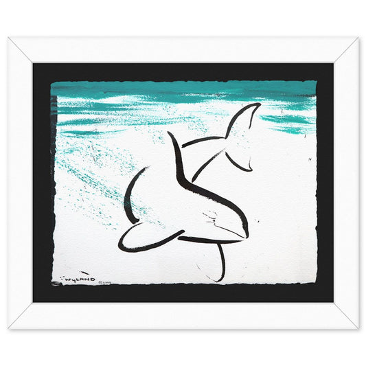 Wyland- Original Sumi Ink Painting "Orca Sea World"