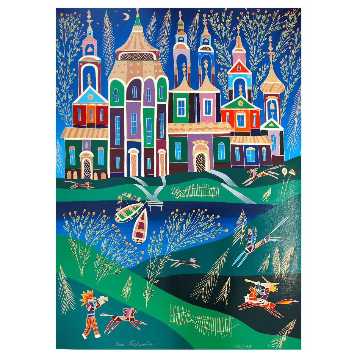 Yuri Gorbachev- Serigraph "Musicians in Borovici"