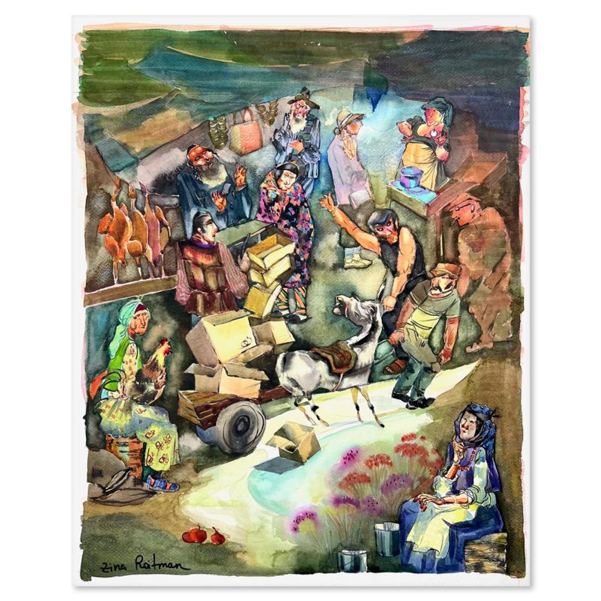 Zina Roitman, Hand Signed Original Painting with Letter of Authenticity.