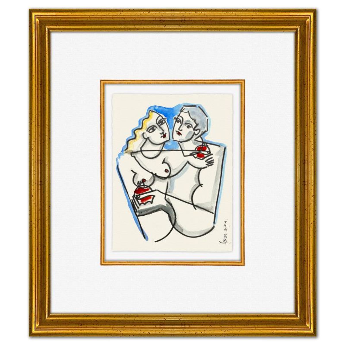 Yuroz, Framed Original Painting, Hand Signed with Letter of Authenticity.