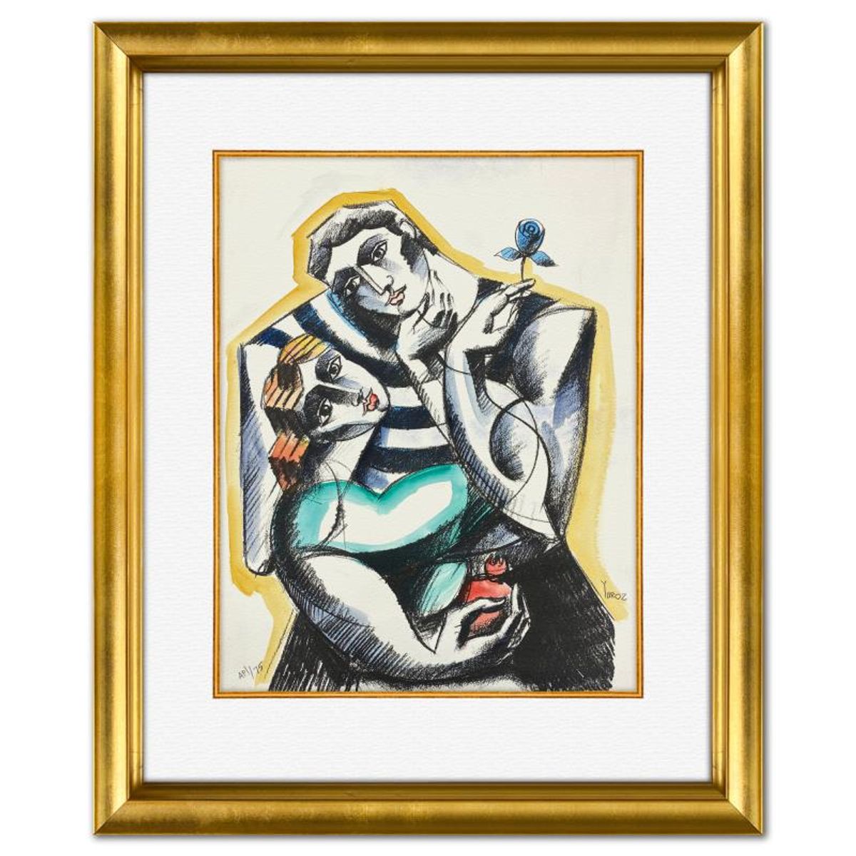 Yuroz, Framed Hand Painted Unique Variation Mixed Media, AP Numbered 1/75 and Hand Signed with Letter of Authenticity.