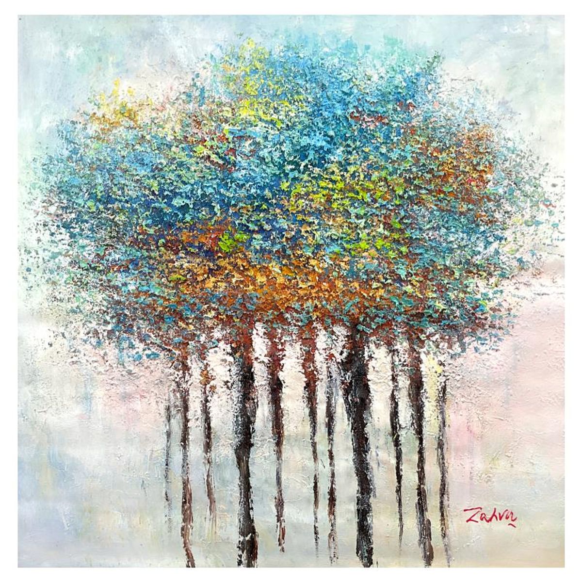 Zahra, Original Acrylic Painting on Canvas (36" x 36"), Hand Signed with Letter of Authenticity.