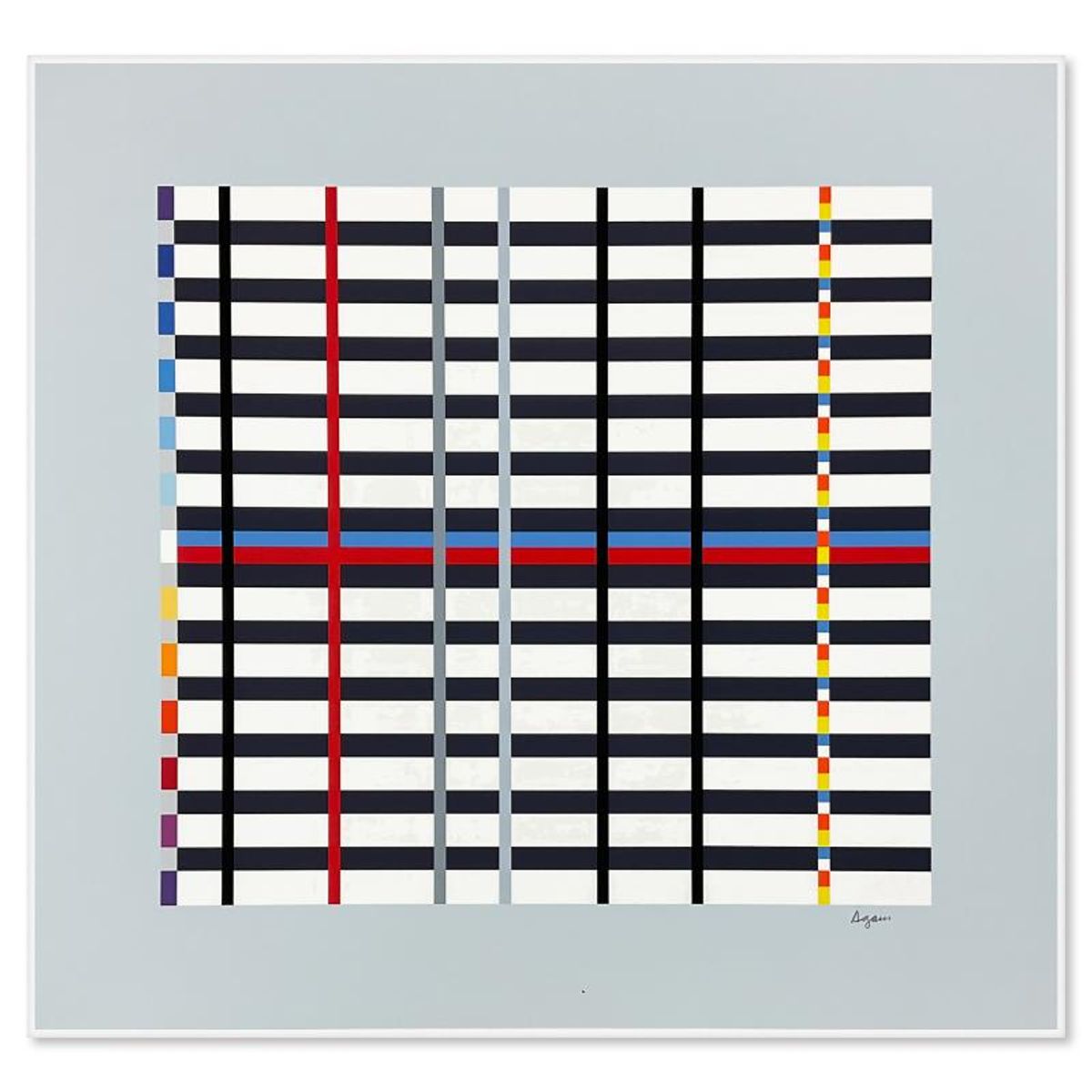 Yaacov Agam, "Hommage du Mondrian (Light Blue)" Limited Edition Serigraph, Numbered and Hand Signed with Letter of Authenticity.