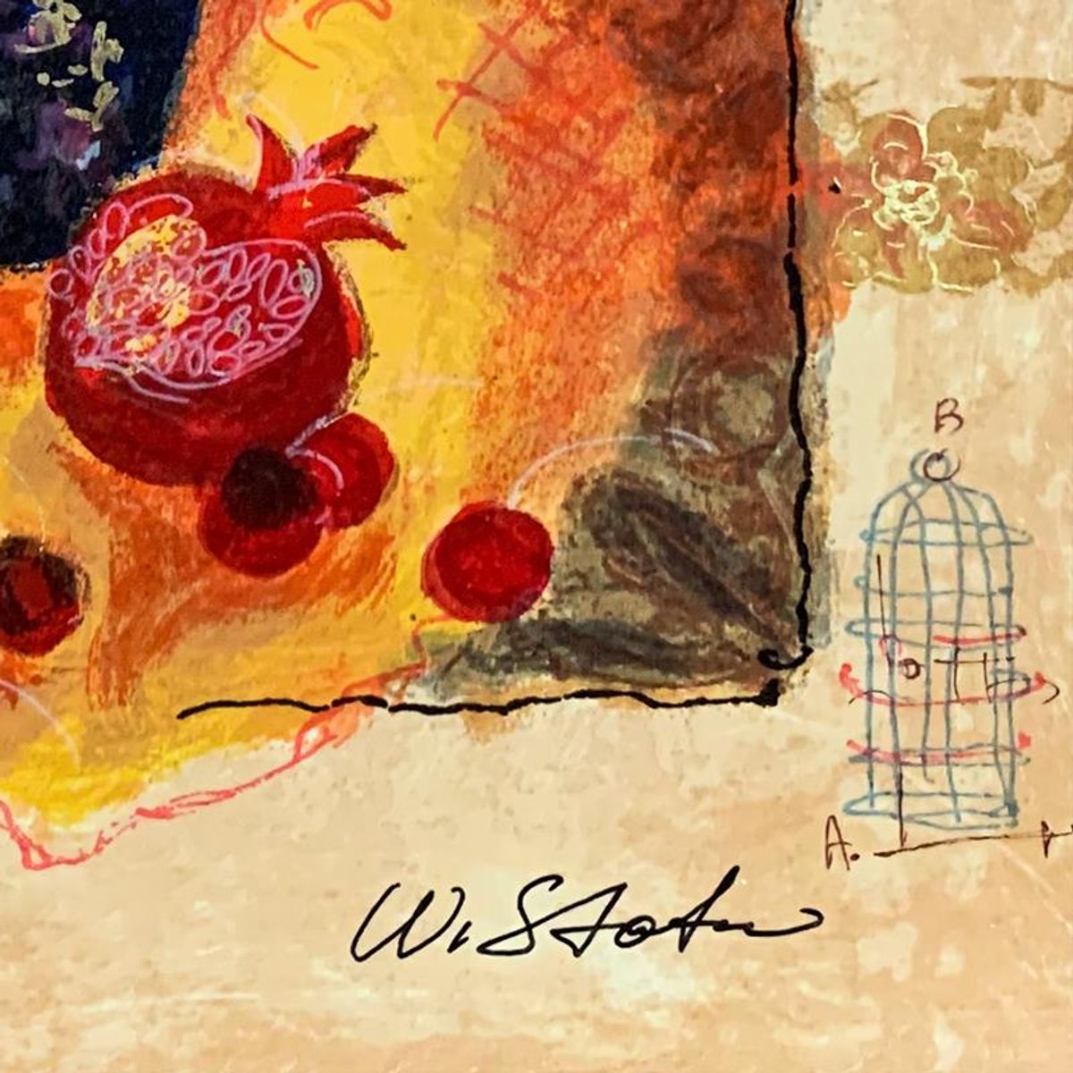 Alexander Galtchansky (1959-2008) and Tanya Wissotzky (1959-2006), "Red Cherries" Hand Signed Limited Edition Serigraph on Paper with Letter of Authenticity.