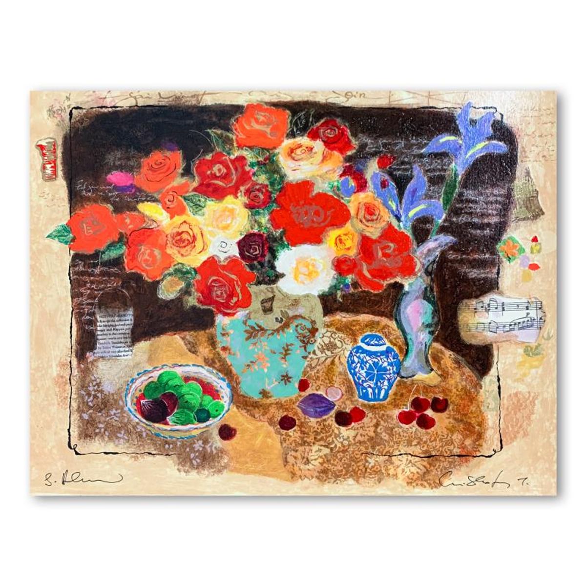 Alexander Galtchansky (1959-2008) and Tanya Wissotzky (1959-2006), "Chinese Vase" Hand Signed Limited Edition Serigraph on Paper with Letter of Authenticity.