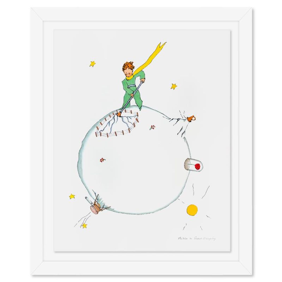Antoine de Saint-Exupery 1900-1944 (After), "The Little Prince's Volcano" Framed Limited Edition Lithograph with Certificate of Authenticity.