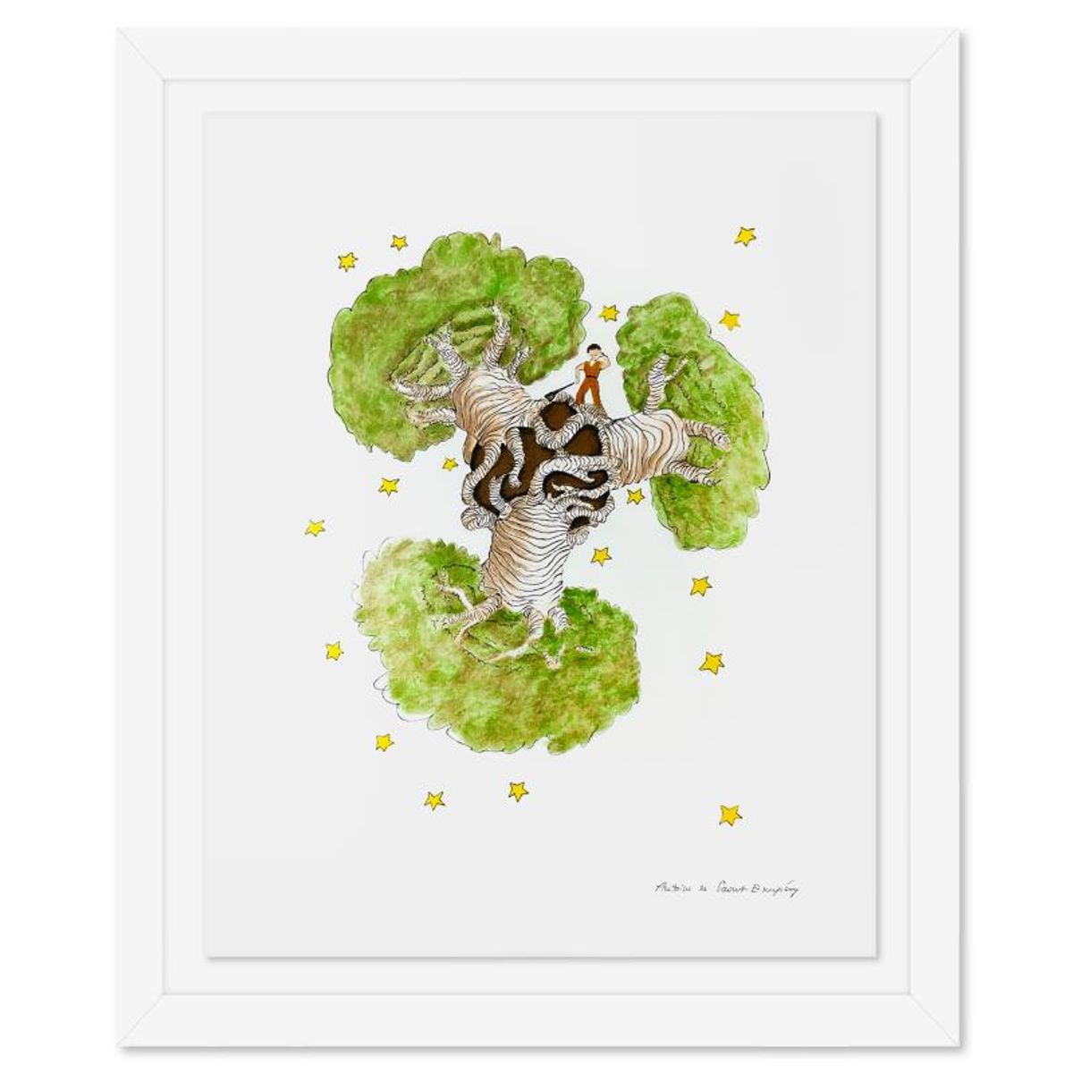 Antoine de Saint-Exupery 1900-1944 (After), "The Little Prince And The Baobabs" Framed Limited Edition Lithograph with Certificate of Authenticity.