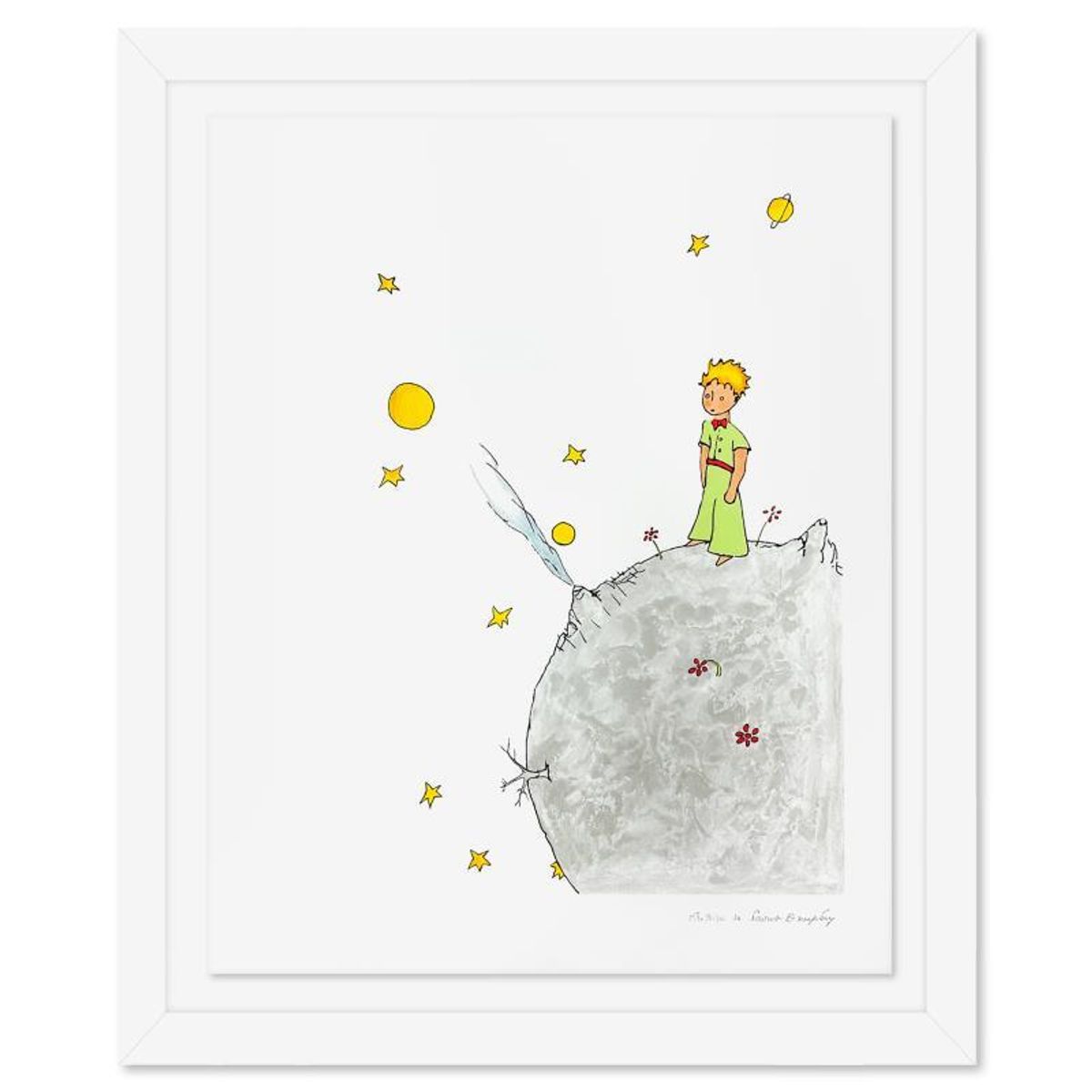 Antoine de Saint-Exupery 1900-1944 (After), "The Little Prince On Asteroid B-612" Framed Limited Edition Lithograph with Certificate of Authenticity.