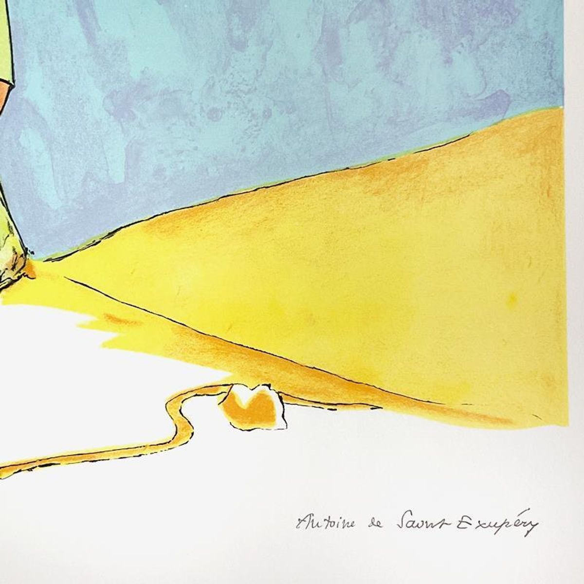 Antoine de Saint-Exupery 1900-1944 (After), "The Little Prince And The Snake at the Wall" Framed Limited Edition Lithograph with Certificate of Authenticity.