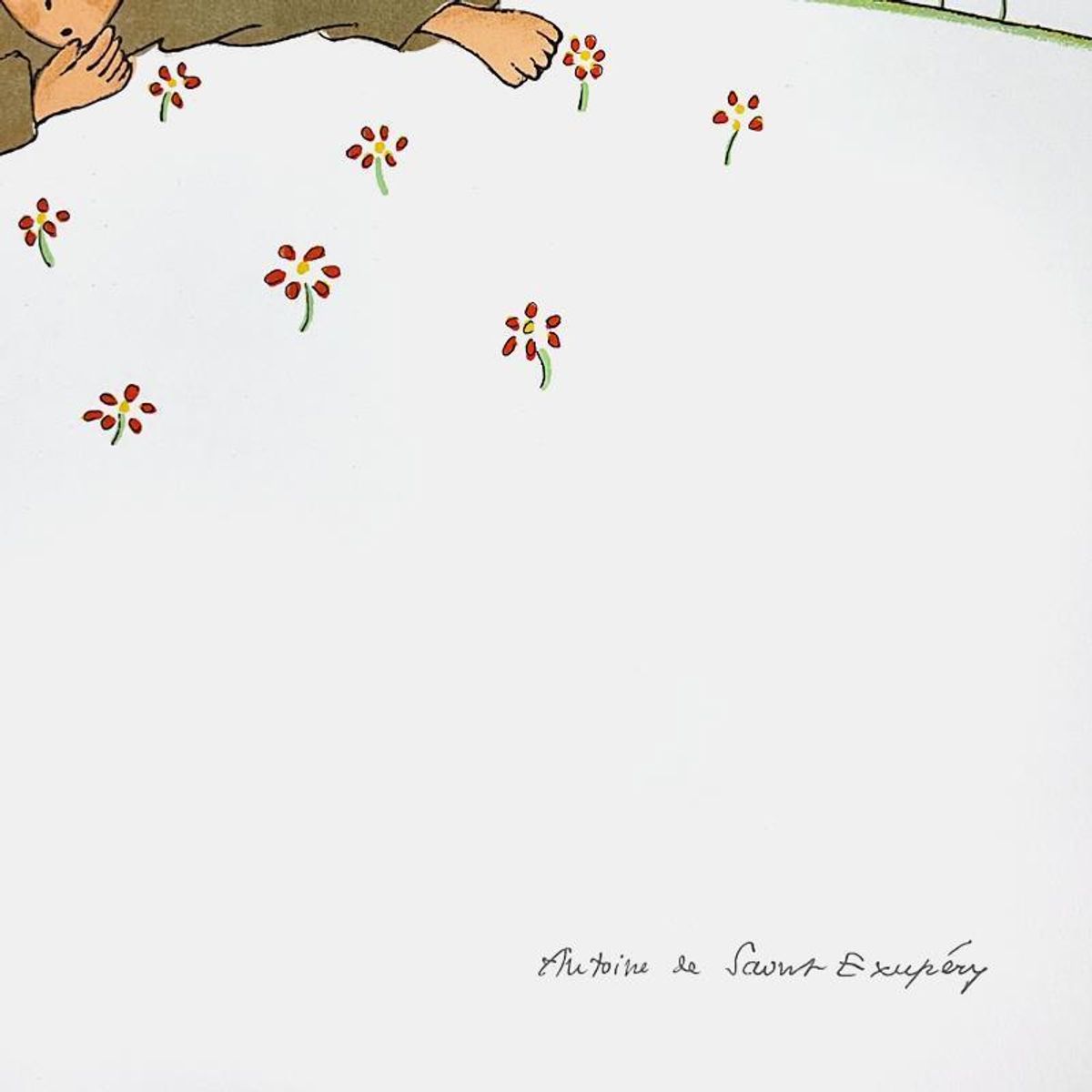 Antoine de Saint-Exupery 1900-1944 (After), "The Little Prince Lying On The Grass" Framed Limited Edition Lithograph with Certificate of Authenticity.