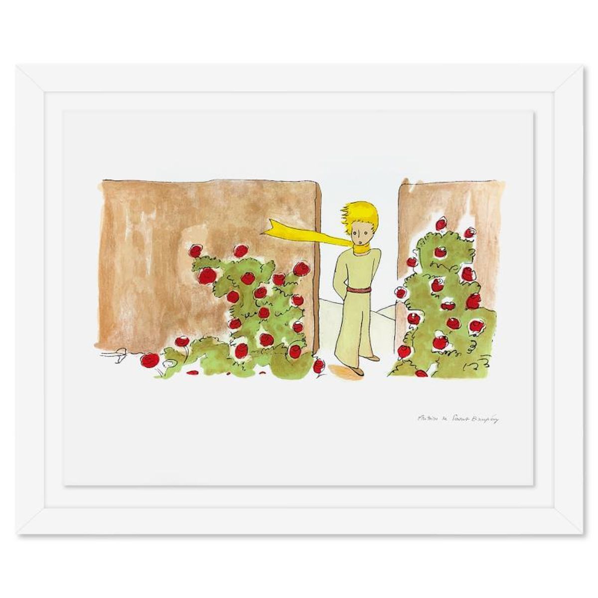 Antoine de Saint-Exupery 1900-1944 (After), "The Little Prince In The Garden" Framed Limited Edition Lithograph with Certificate of Authenticity.