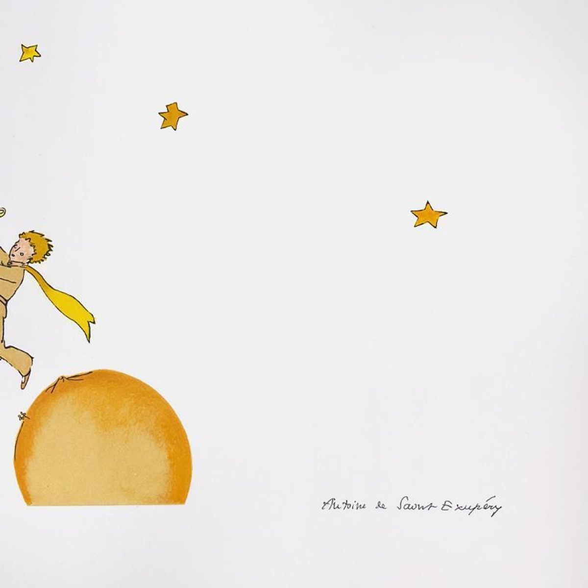 Antoine de Saint-Exupery 1900-1944 (After), "The Little Prince Flying Away" Framed Limited Edition Lithograph with Certificate of Authenticity.