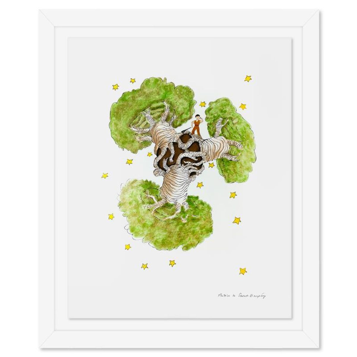 Antoine de Saint-Exupery 1900-1944 (After), "The Little Prince And The Baobabs" Framed Limited Edition Lithograph with Certificate of Authenticity.