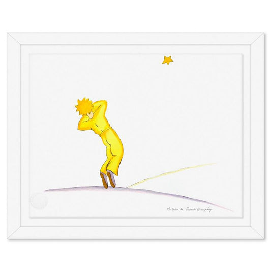 Antoine de Saint-Exupery 1900-1944 (After), "The Little Prince Falling Asleep" Framed Limited Edition Lithograph with Certificate of Authenticity