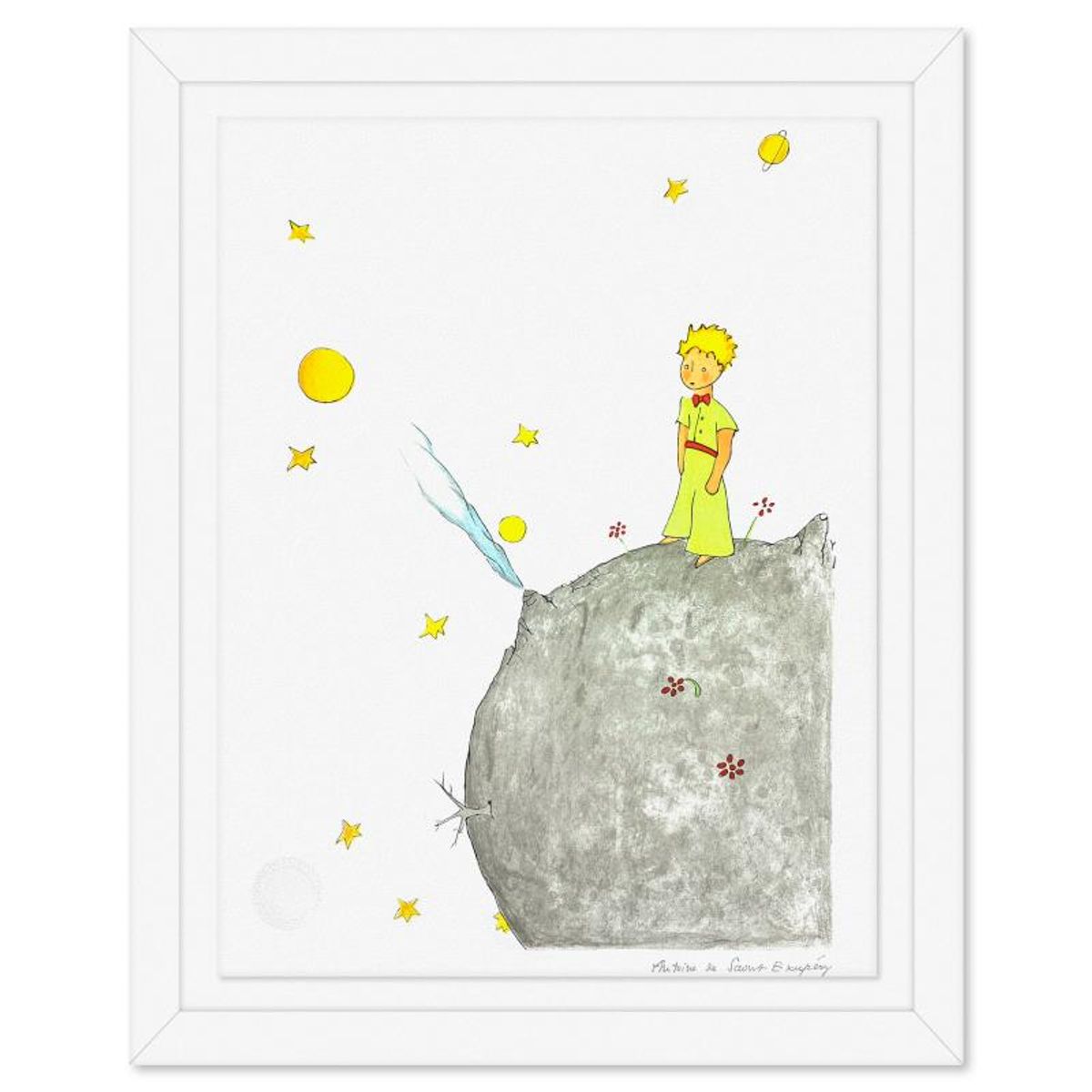 Antoine de Saint-Exupery 1900-1944 (After), "The Little Prince On Asteroid B-612" Framed Limited Edition Lithograph with Certificate of Authenticity