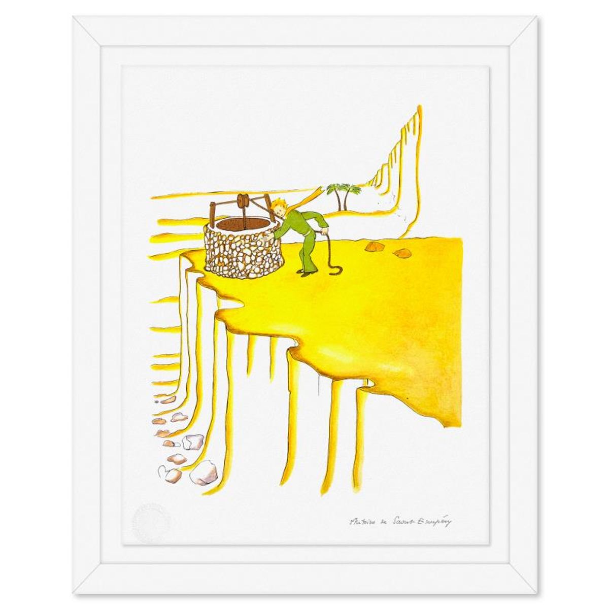 Antoine de Saint-Exupery 1900-1944 (After), "The Little Prince And The Well" Framed Limited Edition Lithograph with Certificate of Authenticity