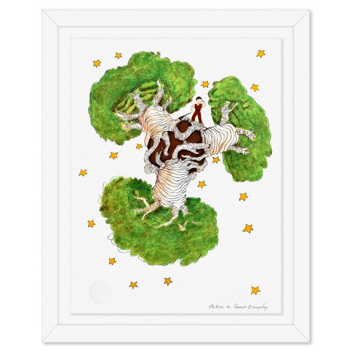 Antoine de Saint-Exupery 1900-1944 (After), "The Little Prince And The Baobabs" Framed Limited Edition Lithograph with Certificate of Authenticity