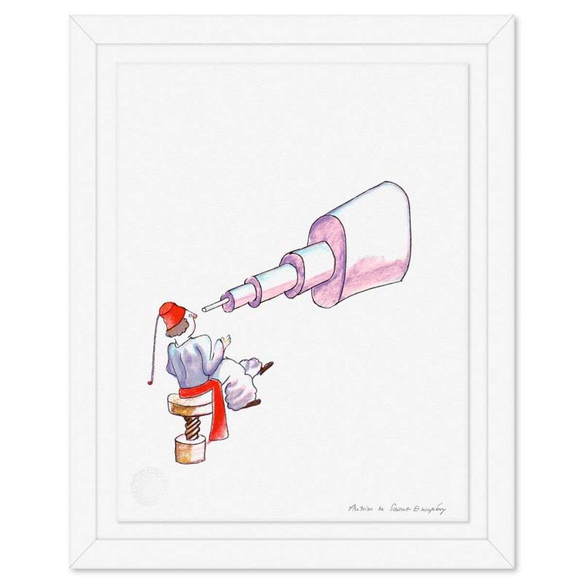 Antoine de Saint-Exupery 1900-1944 (After), "The Astronomer" Framed Limited Edition Lithograph with Certificate of Authenticity