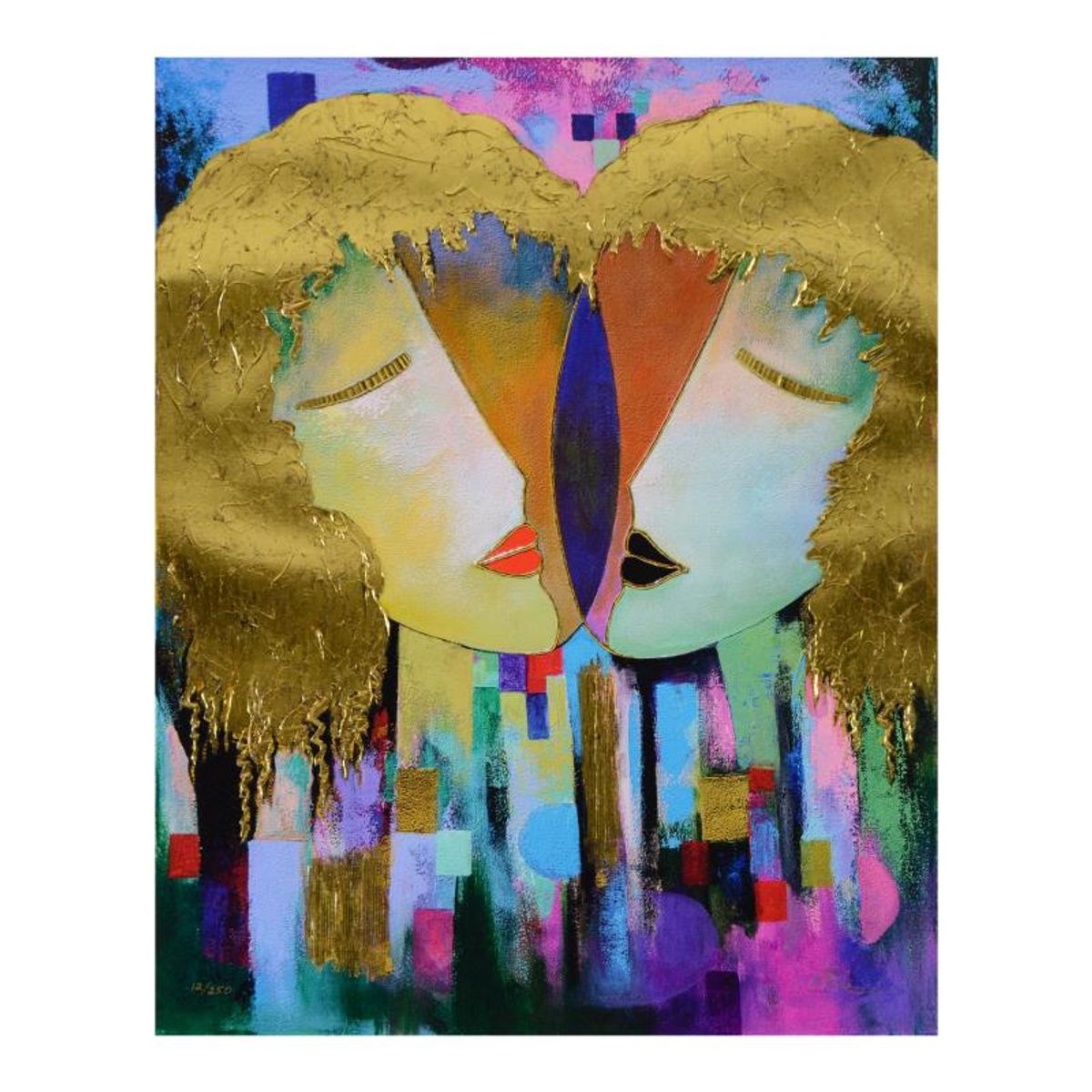 Arbe, "Duality" Limited Edition on Canvas with Gold Embellishing, Numbered and Hand Signed with Certificate of Authenticity.