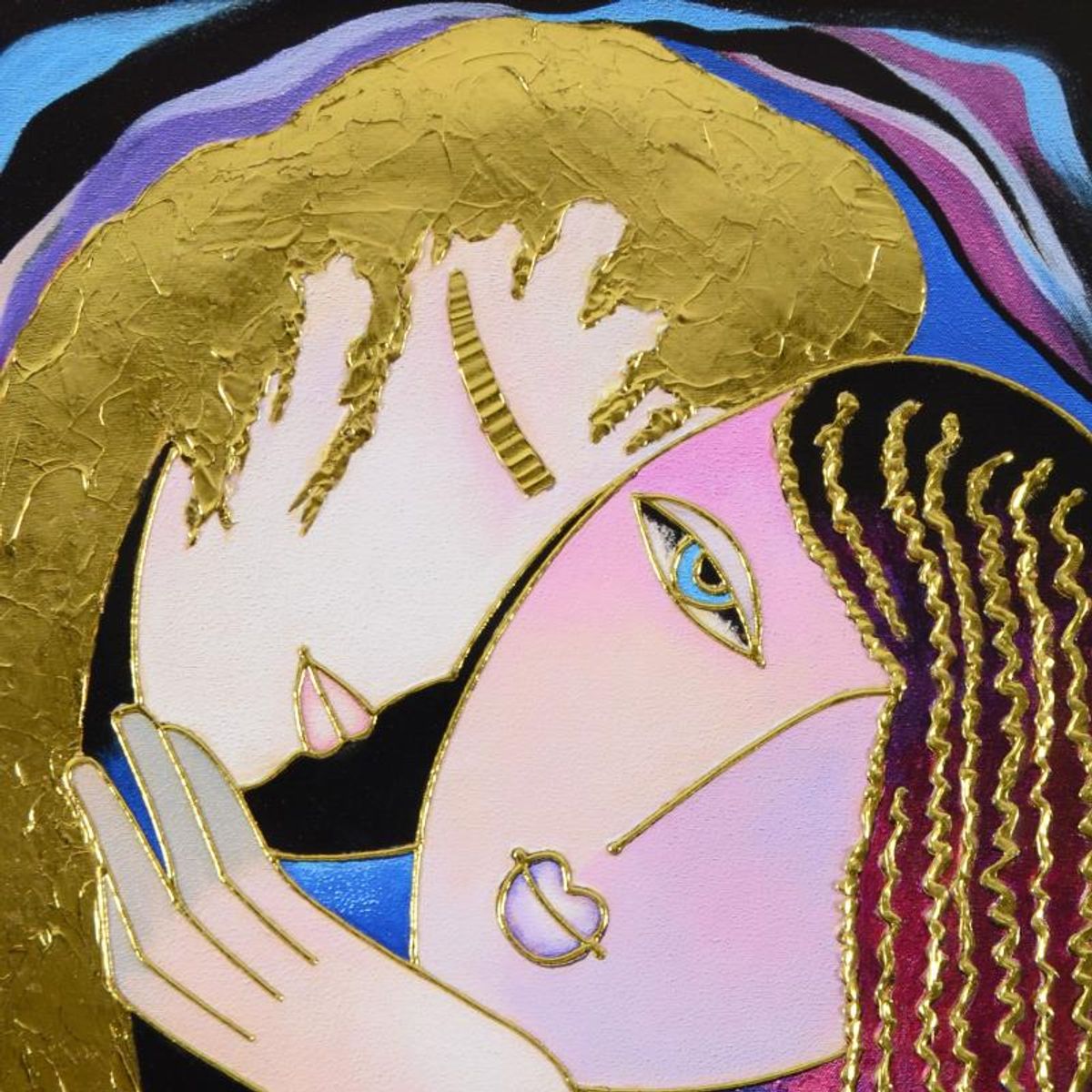 Arbe, "Little Sister" Limited Edition on Canvas with Gold Embellishing, Numbered and Hand Signed with Certificate of Authenticity.