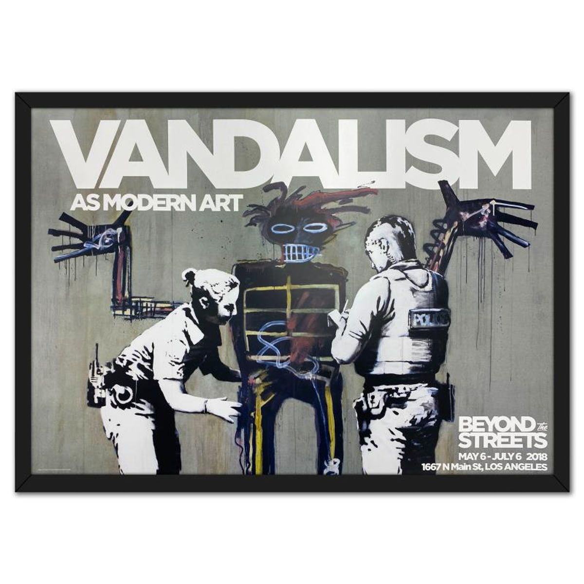Banksy, "Vandalism as Modern Art - Beyond the Streets" Framed Poster (2018).