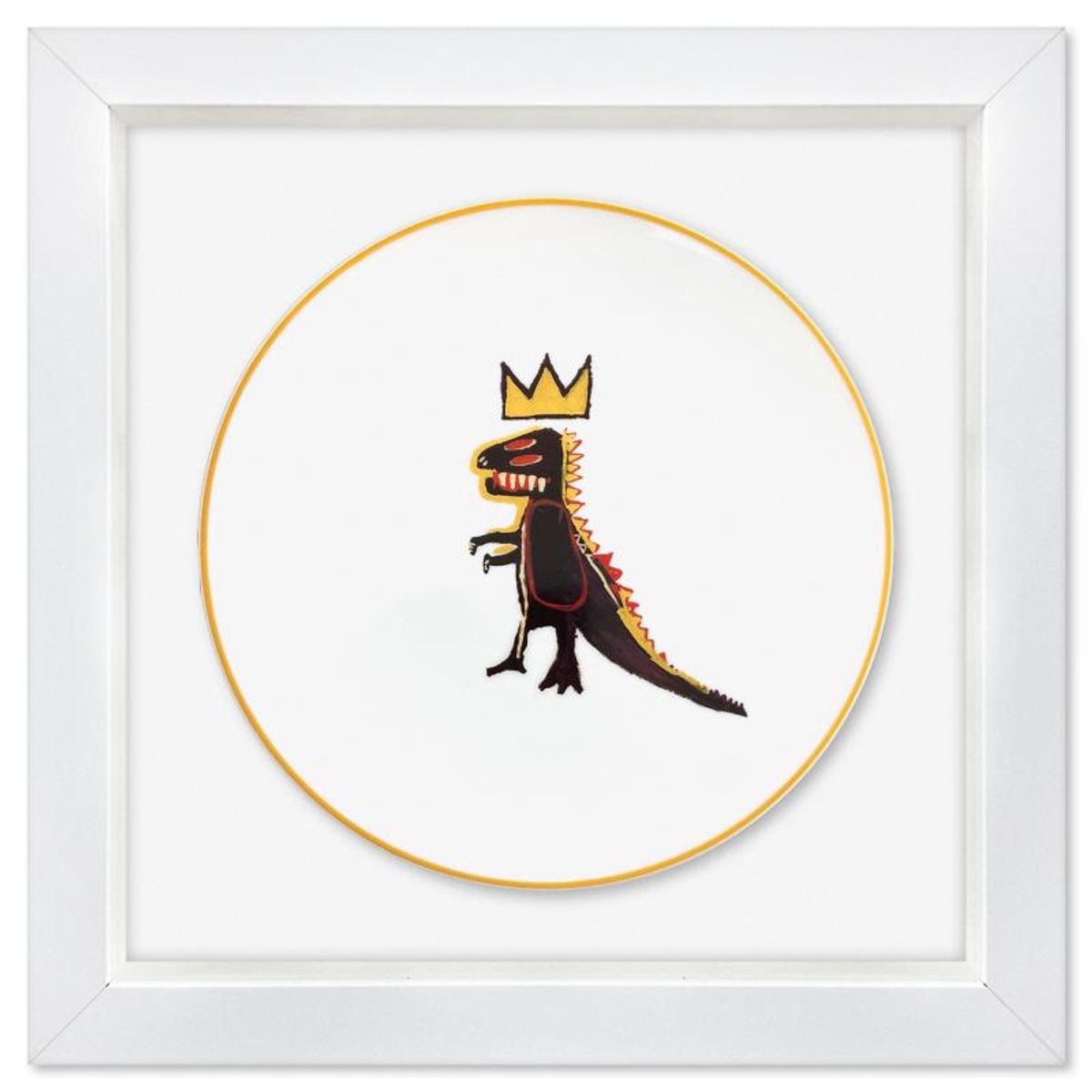 Jean-Michel Basquiat (1960-1988), "Pez Dispenser 1984" Framed Limoges Porcelain Plate.