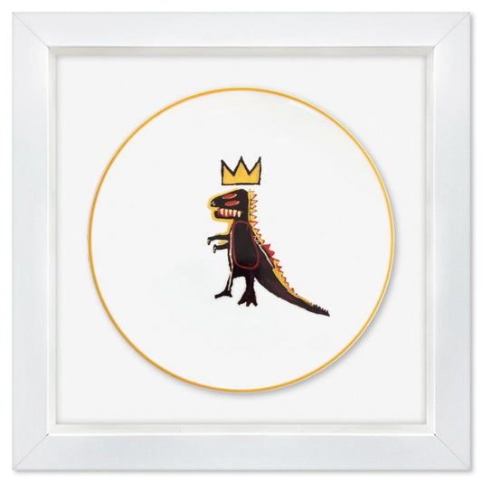 Jean-Michel Basquiat (1960-1988), "Pez Dispenser 1984" Framed Limoges Porcelain Plate.