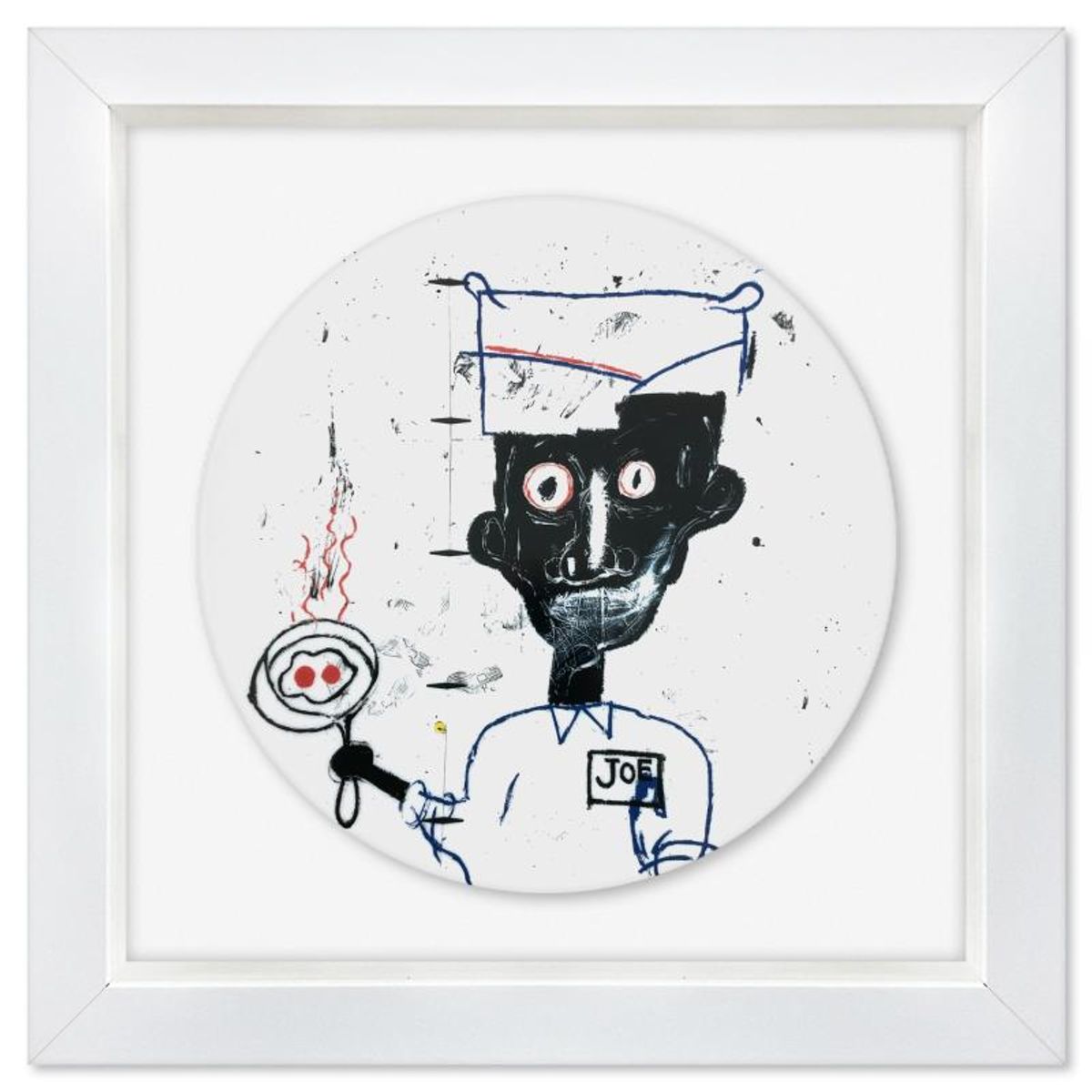 Jean-Michel Basquiat (1960-1988), "Eyes and Eggs 1983" Framed Limoges Porcelain Plate.