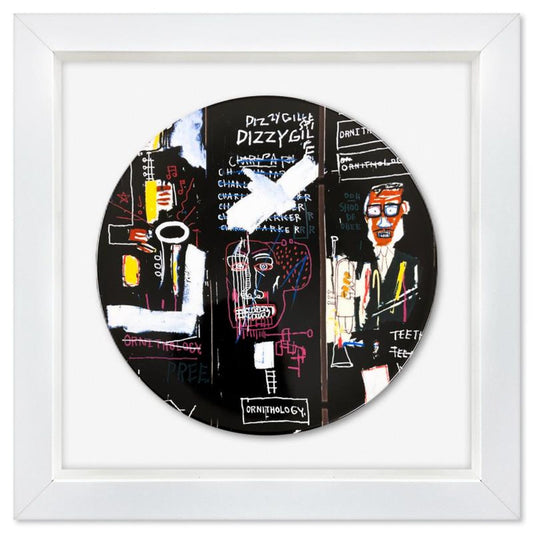 Jean-Michel Basquiat (1960-1988), "Horn Players 1983" Framed Limoges Porcelain Plate.