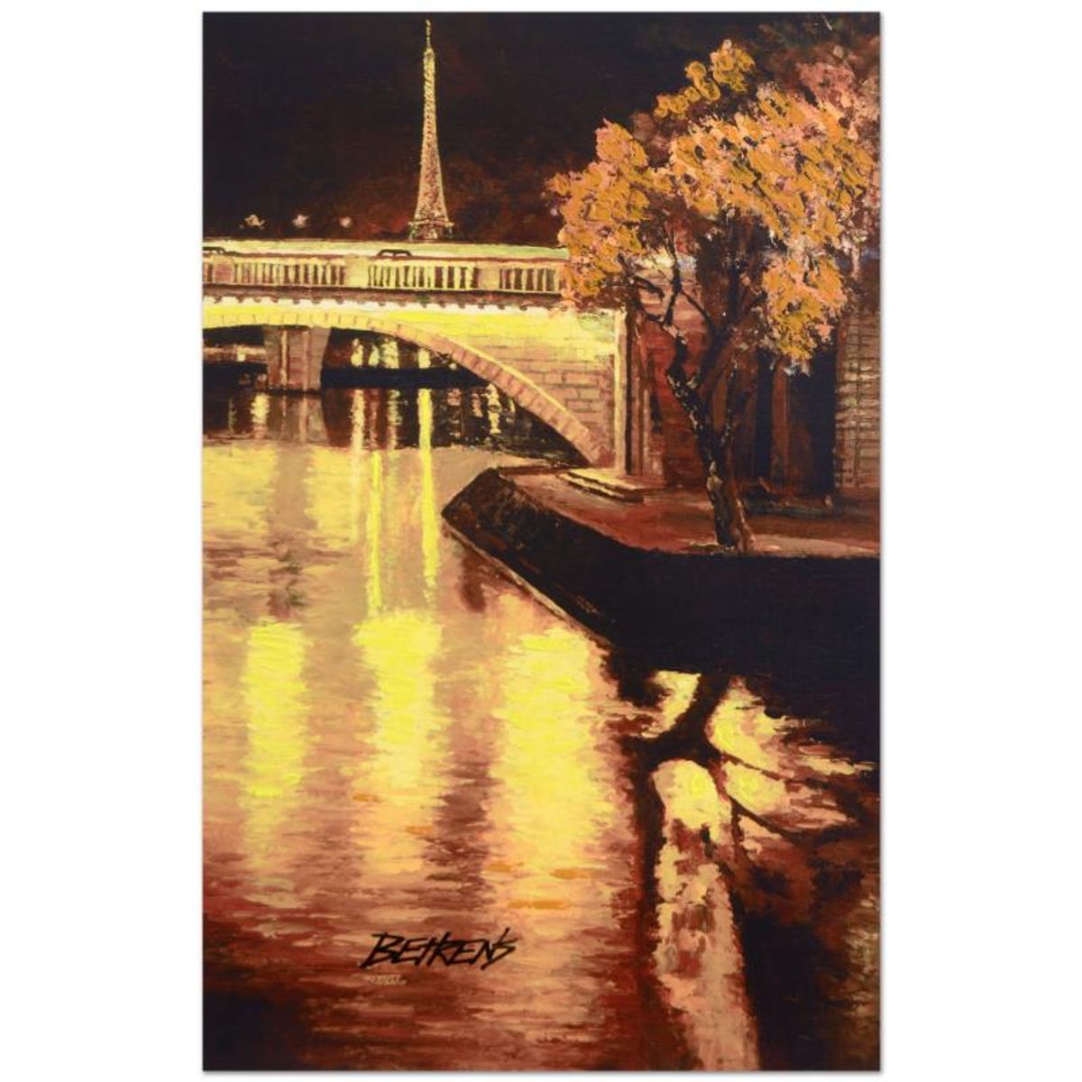 Howard Behrens (1933-2014), "Twilight on the Seine, I" Limited Edition Hand Embellished Giclee on Canvas, Numbered and Hand Signed with Certificate of Authenticity.