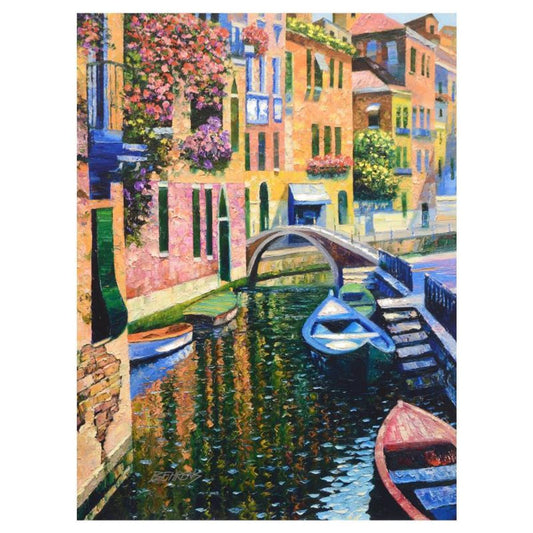 Howard Behrens (1933-2014), "Romantic Canal" Limited Edition on Canvas, Numbered and Signed with COA.