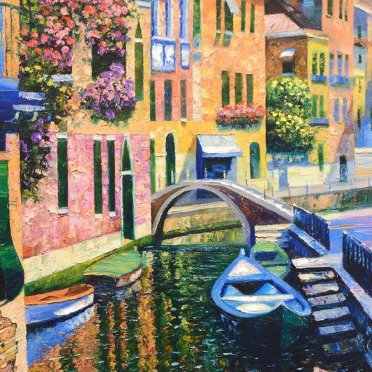 Howard Behrens (1933-2014), "Romantic Canal" Limited Edition on Canvas, Numbered and Signed with COA.
